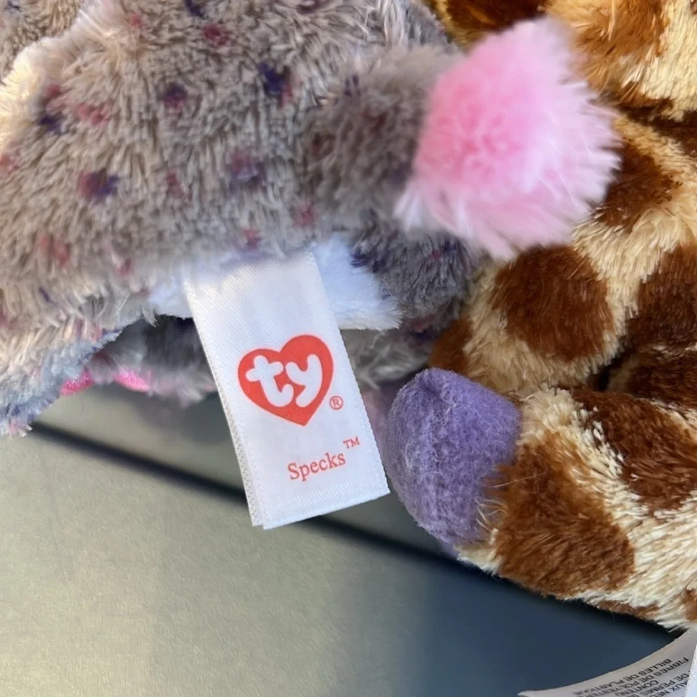Lot of 3 Ty Beanie Babies Specks Elephant Safari Giraffe Pixy Unicorn